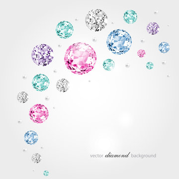 Abstract color background with diamonds and pearls