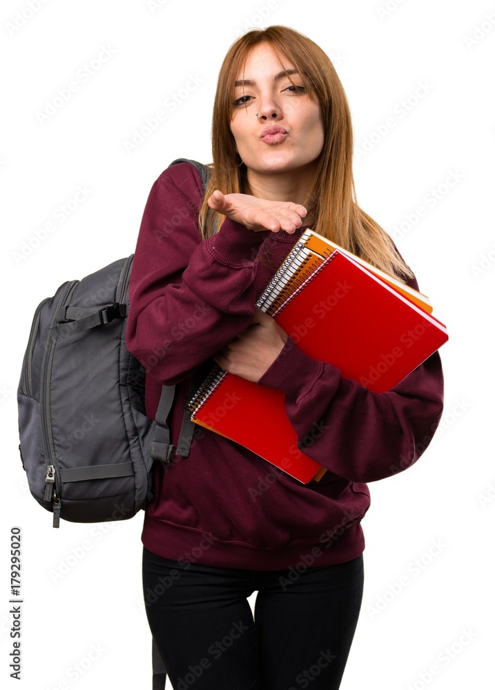 Canvas Prints Student woman sending a kiss