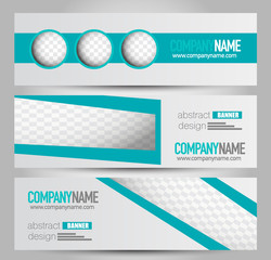 Banner template. Horizontal header. Abstract background for design,  business, education, advertisement. Green color. Vector  illustration.
