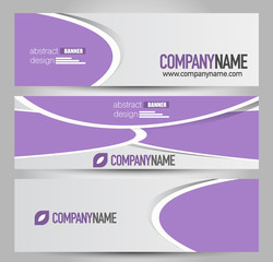 Banner template. Horizontal header. Abstract background for design,  business, education, advertisement. Purple color. Vector  illustration.