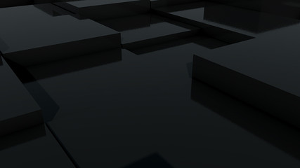 Abstract geometric background with cubes in black. 3d rendering