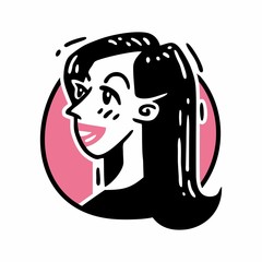 black and pink logo portrait of a beautiful young lady