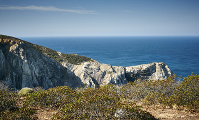 Fototapeta na wymiar Rocky coast on the shores cliff on the Atlantic Ocean
