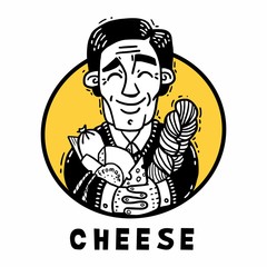 portrait of a happy man hugging cheese