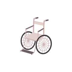 Fototapeta na wymiar Lightweight metal wheelchair, flat style cartoon vector illustration isolated on white background. Isolated flat cartoon style wheelchair, rehabilitation equipment