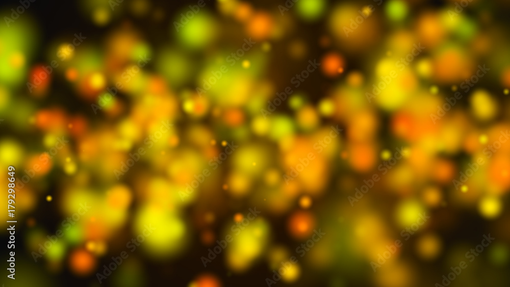 Poster abstract gold bokeh with black background. 3d rendering