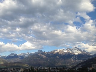 Sky, clouds and mountains