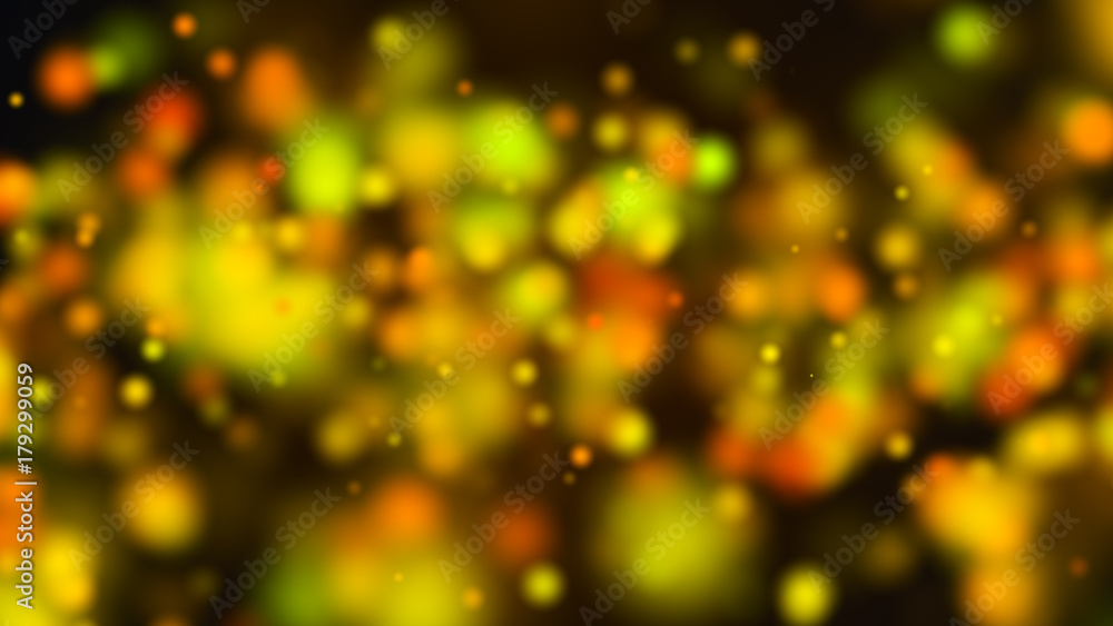 Poster abstract gold bokeh with black background. 3d rendering