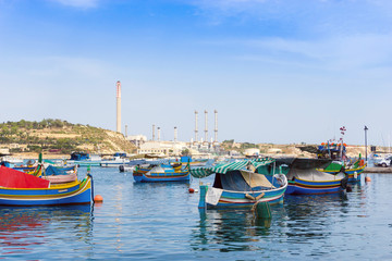 Fototapeta premium Traditional boats at Marsaxlokk Harbor in Malta