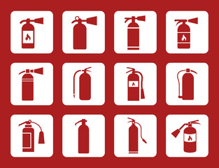 Fototapeta premium fire extinguisher vector icons and danger signs