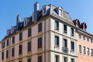 Fototapeta premium Antique building view in Old Town Mulhouse,France