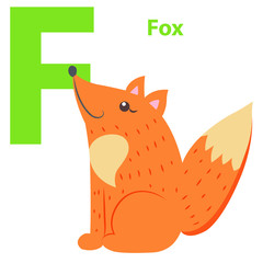 New Babies Alphabet with Letter F Fox Flat Design
