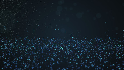 Glitter vintage lights background. Blue defocused backdrop. 3d rendering