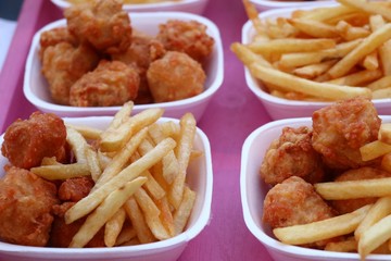 French fries and nuggets