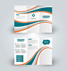 Brochure template. Business trifold flyer.  Creative design trend for professional corporate style. Vector illustration.