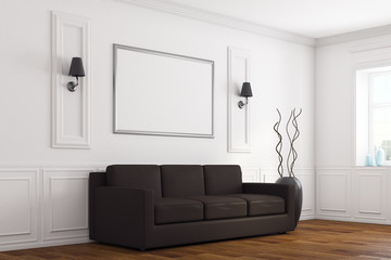 Fototapeta premium Modern white living room side