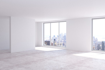 Concrete room with empty wall
