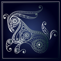 Fototapeta premium Decorative zodiac sign Capricorn in floral style 2