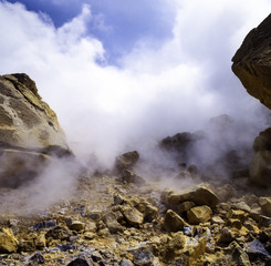 sulfur vapor comes from the volcano stromboli