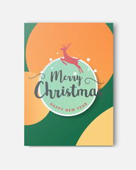 Merry Christmas and Happy New Year greeting card typography flyer template with lettering. Poster, card, label, banner design set. Vector illustration