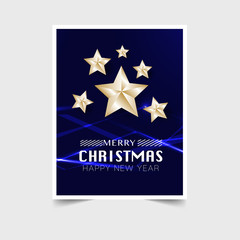 Merry Christmas and Happy New Year greeting card typography flyer template with lettering. Poster, card, label, banner design set. Vector illustration