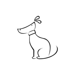 Cartoon cute dog silhouette on white