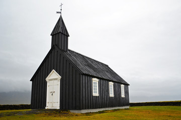 Fototapeta na wymiar Black wooden church from Iceland