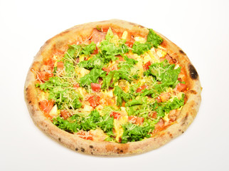 Spicy pizza with seasoning. Take away food with red sauce