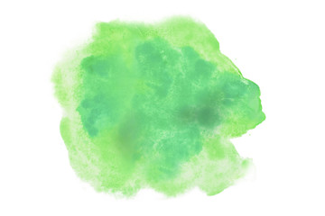 Color, green splash watercolor hand painted isolated on white background, artistic decoration