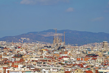 The roofs of Barcelona. Barcelona. View of Barcelona from above.