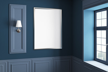 Obraz na płótnie Canvas Blue interior with banner