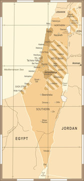 Israel Map - Vintage Vector Illustration