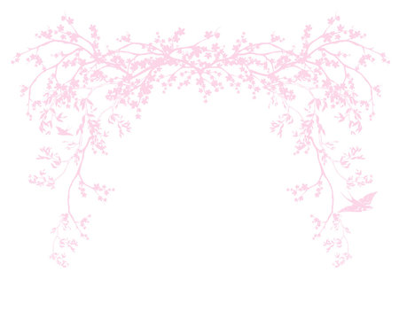 spring season blossom decorative design - blooming sakura branches vector arch