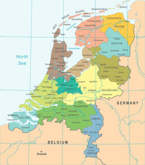 Naklejka premium Netherlands Map - Vector Illustration