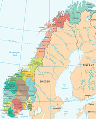 Norway Map - Vector Illustration