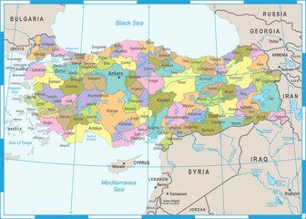 Turkey Map - Vector Illustration