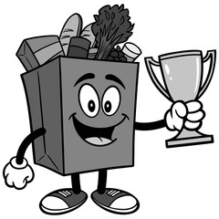 Grocery Bag with Trophy Illustration