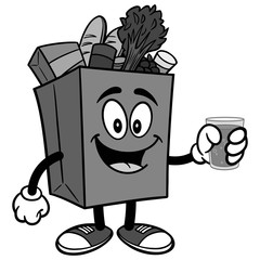 Grocery Bag with Water Illustration