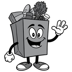 Grocery Bag Waving Illustration