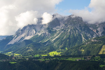 Naklejka premium Dachstein Mountains over Schladming, Northern Limestone Alps, Austria