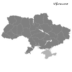 High quality map Ukraine with borders of the regions