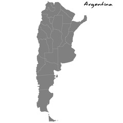 High quality map Argentina with borders of the regions