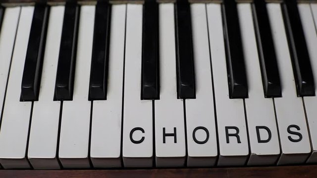 CHORDS written on white piano keys