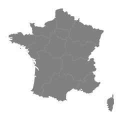 High quality map France with borders of the regions