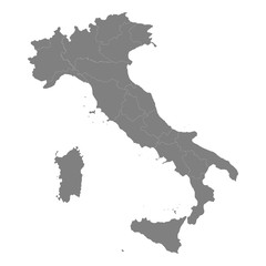 High quality map Italy with borders of the regions