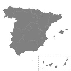 High quality map Spain with borders of the regions