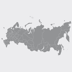 High quality map Russia with borders of the regions