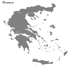 High quality map Greece with borders of the regions