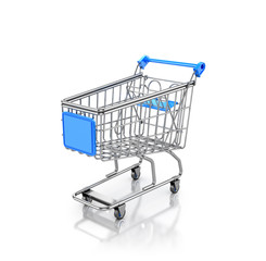 Shopping Trolley on a white background. 3D illustration