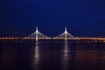 The new cable-stayed bridge in St. Petersburg.